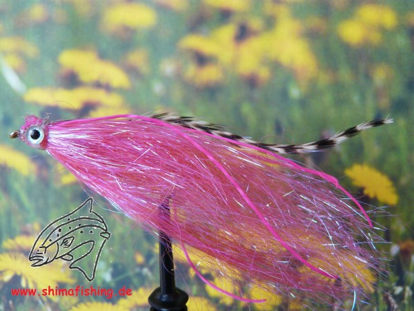 Streamer " Fiberfish Pink/ Grizzly "