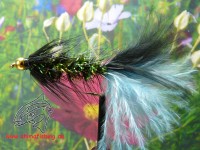 Streamer " Wooly Bugger Frizz Black Blue Bead Head " Streamer " Wooly Bugger Frizz Black Blue Bead Head "